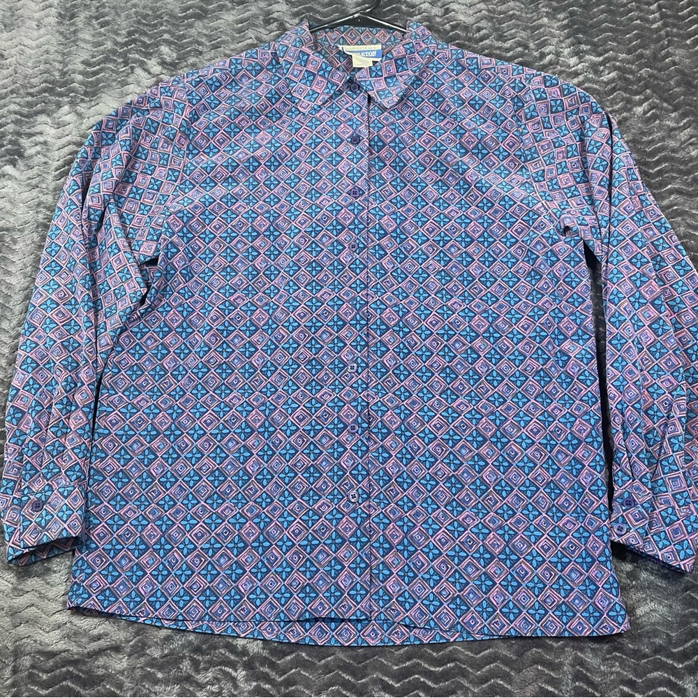 Pendleton Geometric Floral Print Lightweight Butt… - image 1